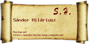 Sándor Hiláriusz névjegykártya